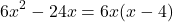 \[6x^2 - 24x = 6x(x - 4)\]